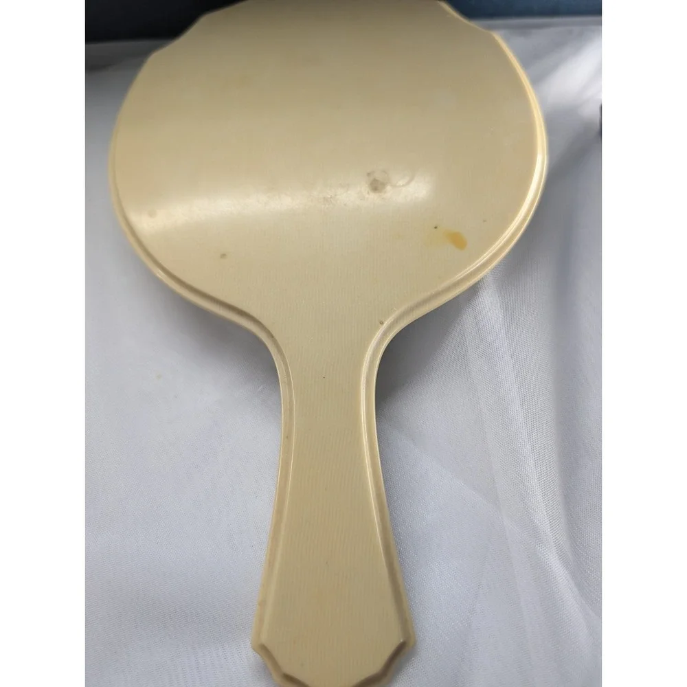 DuBarry Ivory Pyralin Hand Mirror, Antique Art Deco Celluloid Vanity Handheld